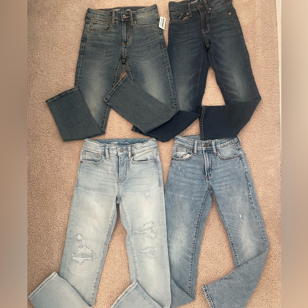 Four pairs, Old Navy Size 8, Straight, Slim boys jeans. Excellent condition.